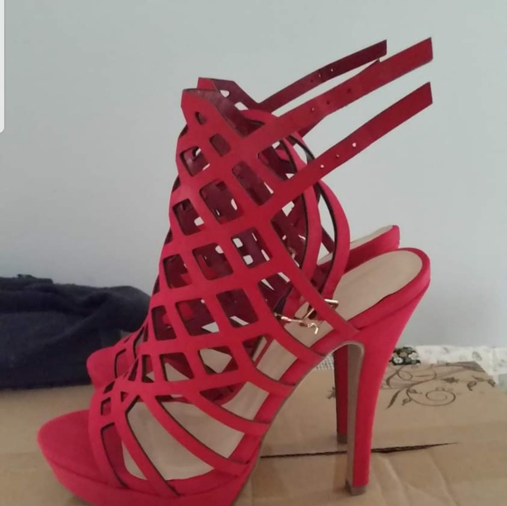 Red strappy heels